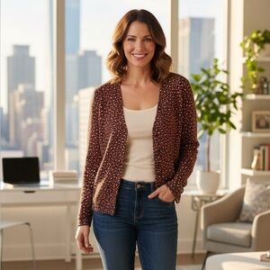 Talbots leopard button up cardigan SP